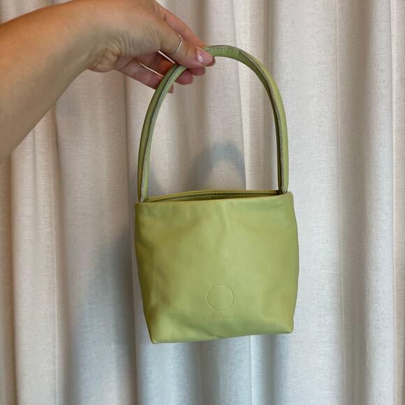 Georgia Jay | Baby Ombra Avocado Green Leather Mini Bucket Bag - Picture 5 of 10